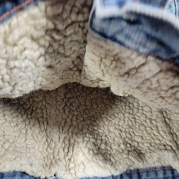 GAP Denim Trucker Jacket Women Medium Sherpa Lined Snap Button Pockets Blue - Picture 4 of 12